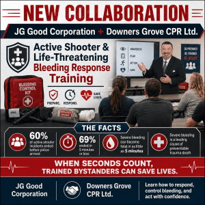 JG Good Corporation and Downers Grove CPR Ltd. collaboration for active shooter and life-threatening bleeding response training